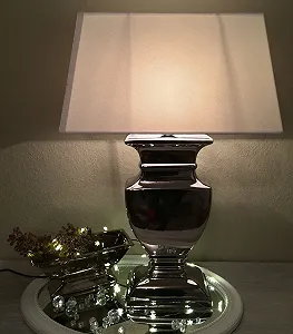 Настільна лампа DRULINE Silver Lady 35 см керамічна Shabby Chic біла срібляста 8739S-25 synthetic.ua - Фото 1