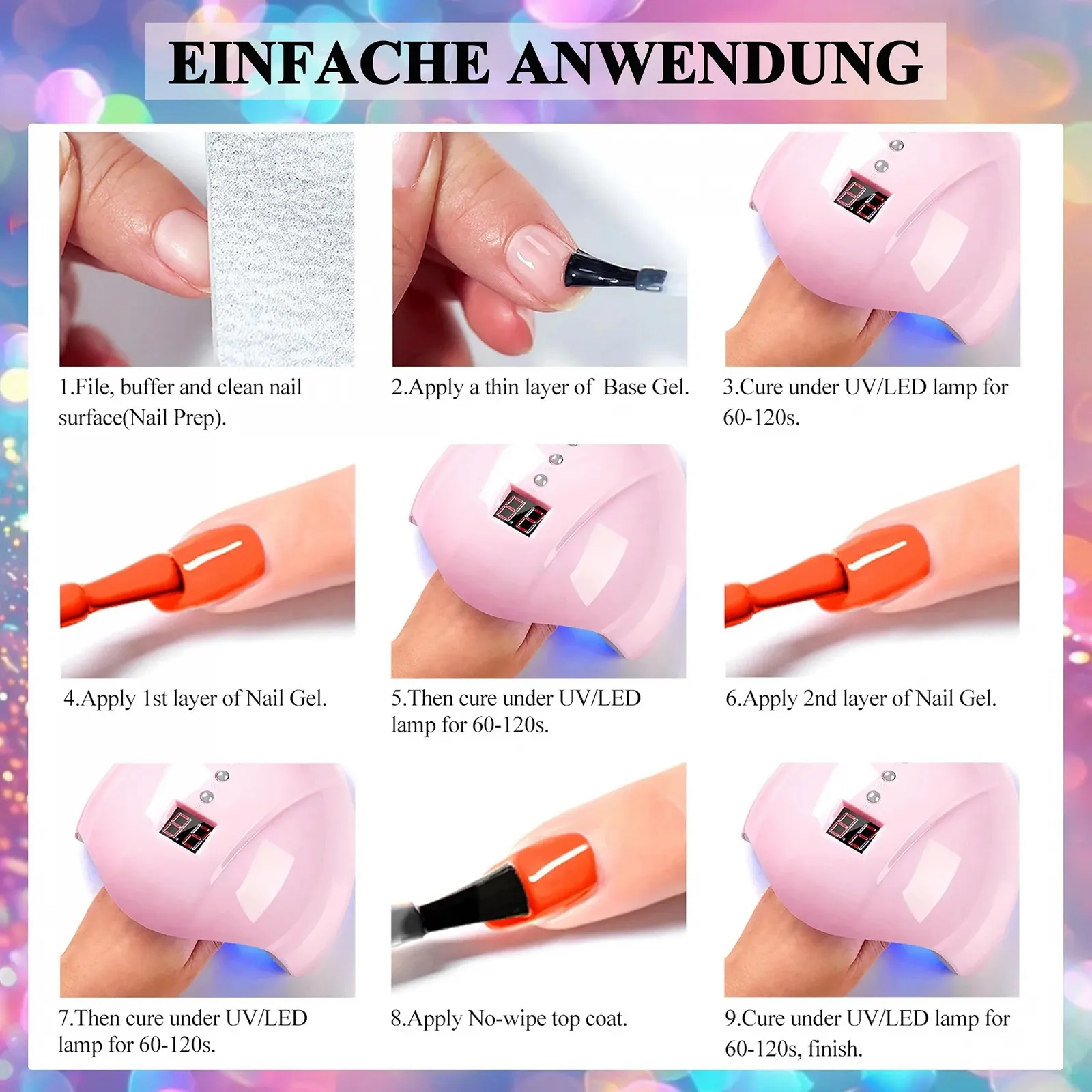 Гель-лак для ногтей с изменением цвета UV 7.5 мл, изменение температуры с эффектом блесток, сине-фиолетовый, фото №9