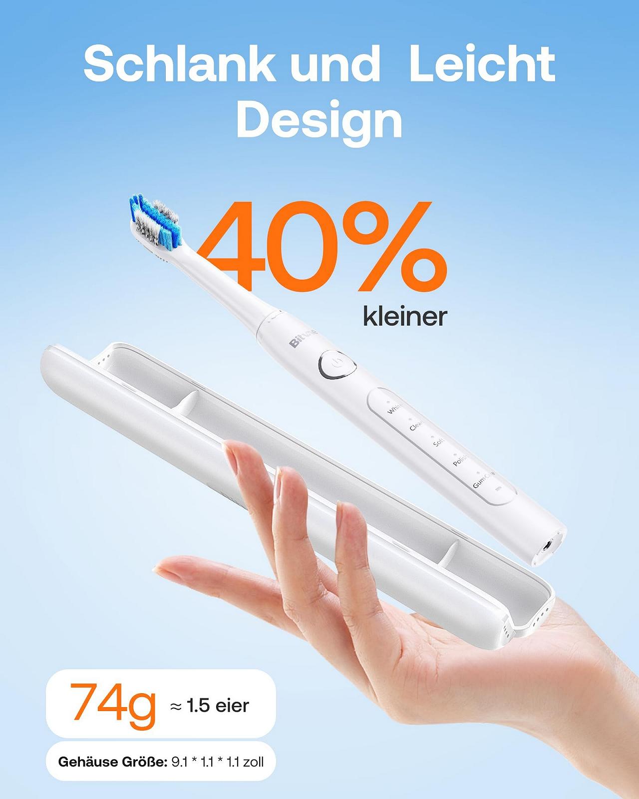 Електрична зубна щітка Bitvae D2 5 режимів Біла, фото №3