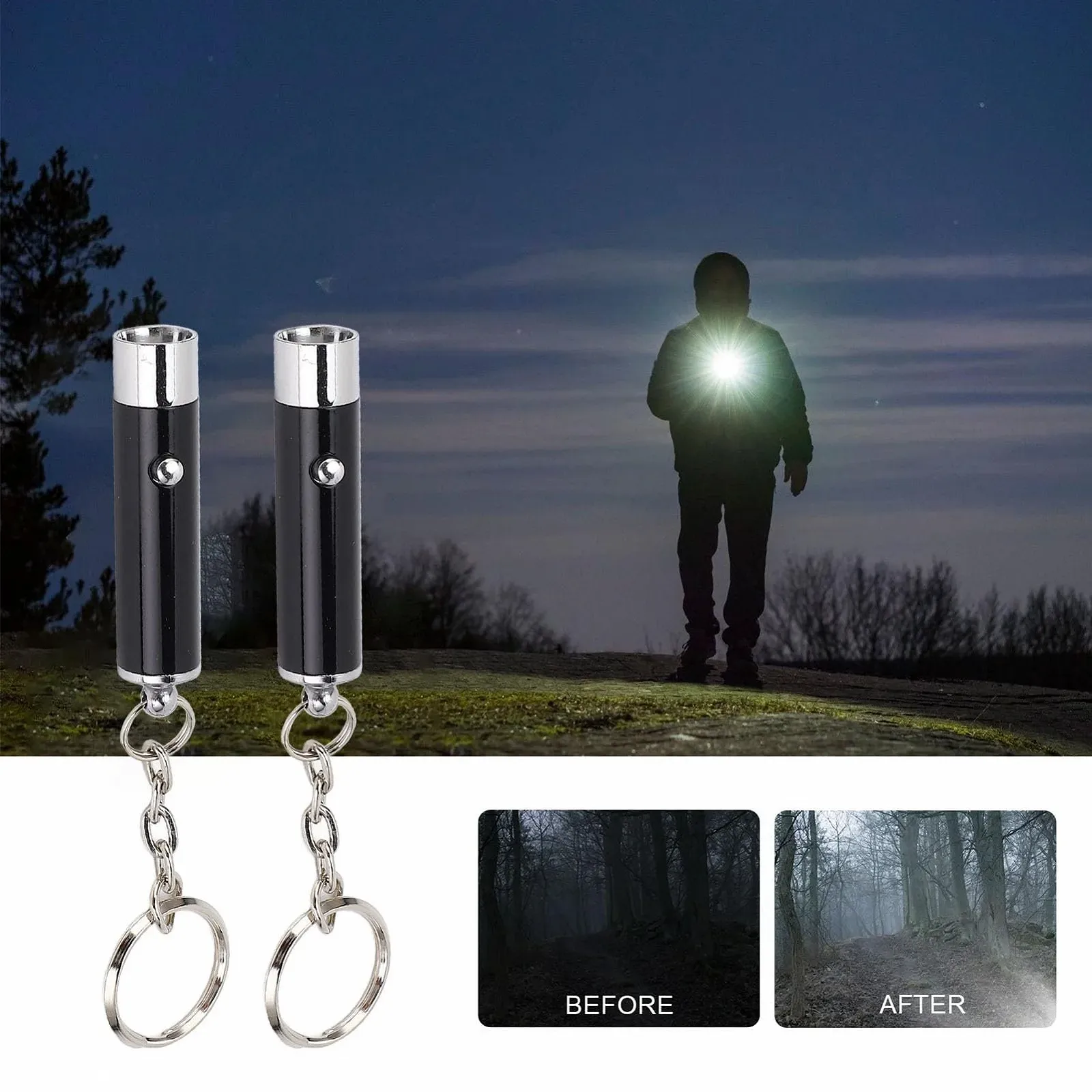 Міні ліхтарик Agatige 2шт Портативний Ручний для Кемпінгу Пішого Туризму Домашнього Використання, фото №5