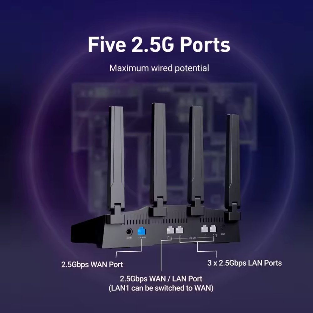 Маршрутизатор GL.iNet Flint 3 GL-BE9300 Tri-band Wi-Fi 7 Home Router OpenWRT VPN роутер GL-iNet, фото №6