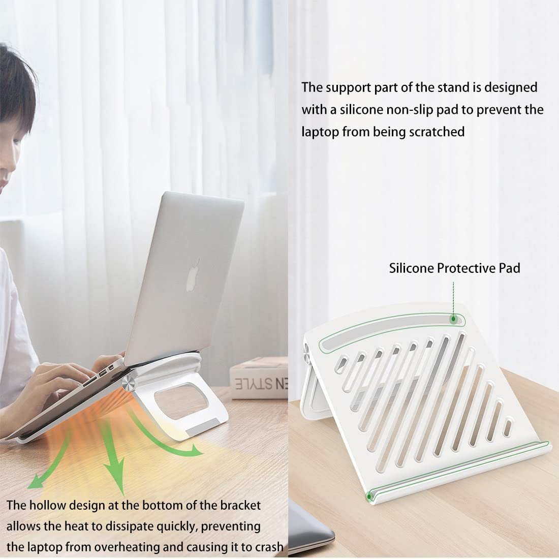 Підставка для ноутбука, складана підставка для ноутбука, вентильована, сумісна з ноутбуками (11-17,3 дюйма) MacBook, Dell, Lenovo, Samsung, Acer і Huawei MateBook, фото №4