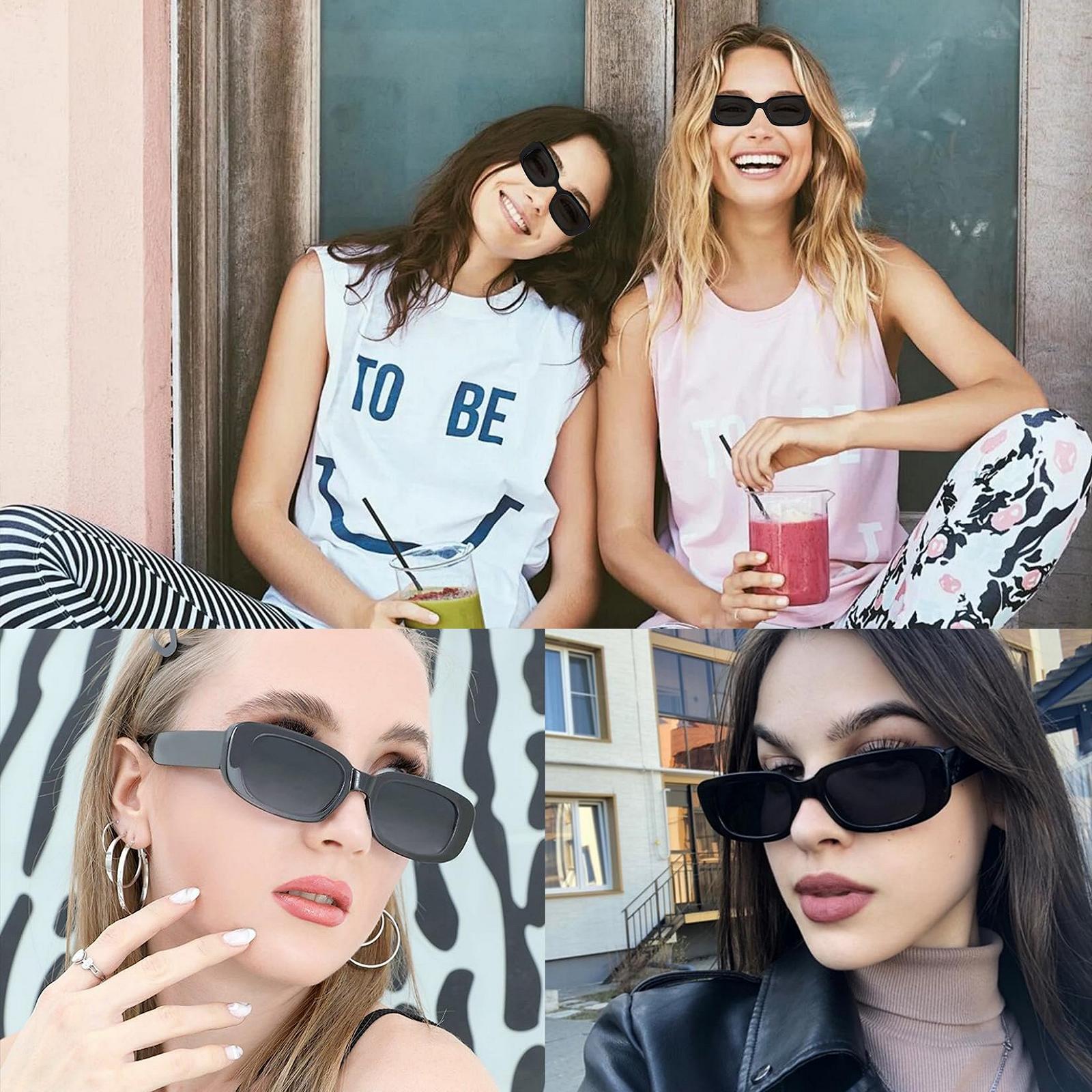 Набор солнцезащитных очков Spetsbst, 10 шт., винтажные, женские, черные, тонкие, прямоугольные, модные, 90-х, фото №4