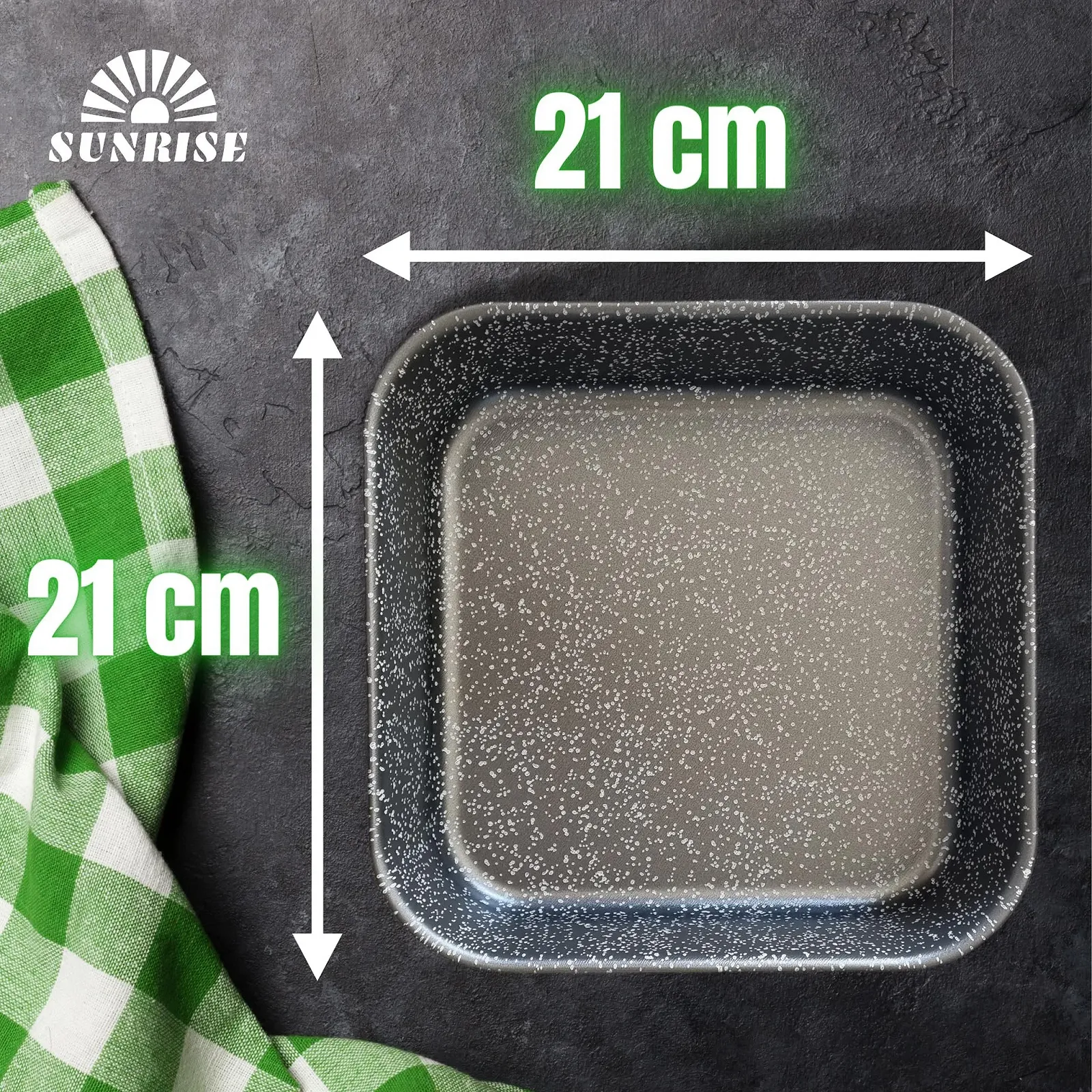 Противень для выпечки Sunrise для фритюрниц для печей Алюминий Антипригарное покрытие Каменный вид Квадратная форма 20 см, фото №5