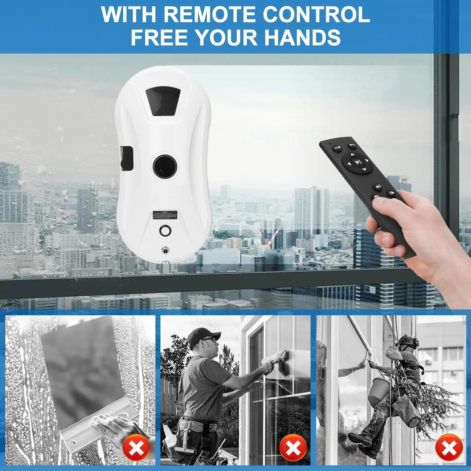 Робот для миття вікон Umelee з функцією розпилення води, 2800 Па, 10 серветок для прибирання, для вікон у приміщенні та на вулиці, фото №6 Робот для миття вікон Umelee з функцією розпилення води, 2800 Па, 10 серветок для прибирання, для вікон у приміщенні та на вулиці, фото №6