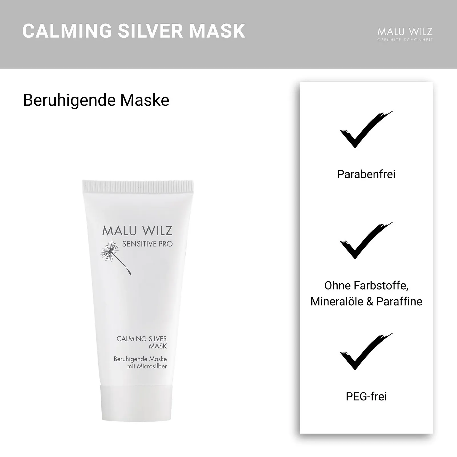Маска для обличчя Malu Wilz Kosmetik Calming Silver, фото №3
