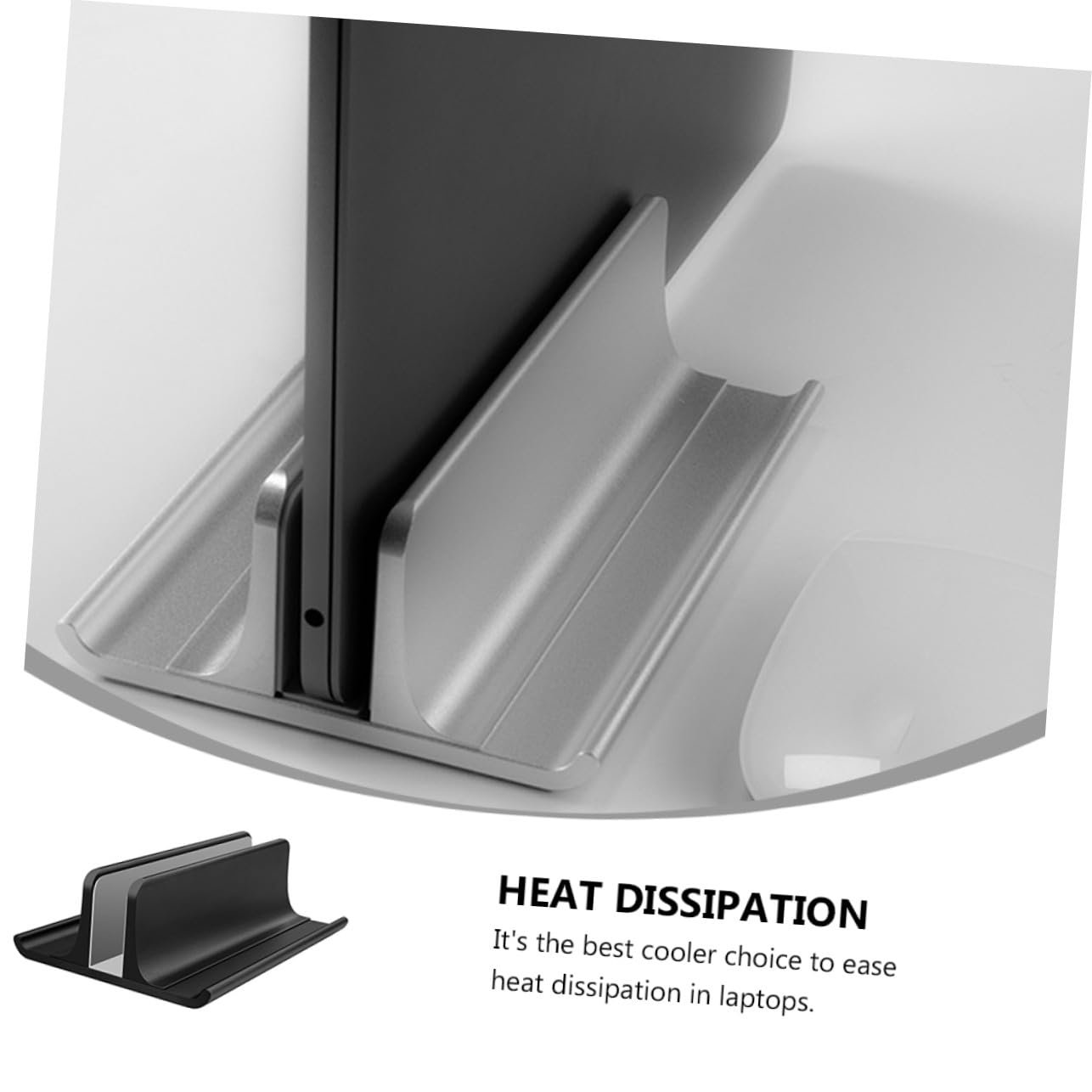 Вертикальна підставка для ноутбука Алюміній Охолоджуюча з нержавіючого легкого металу Нековзна, фото №3