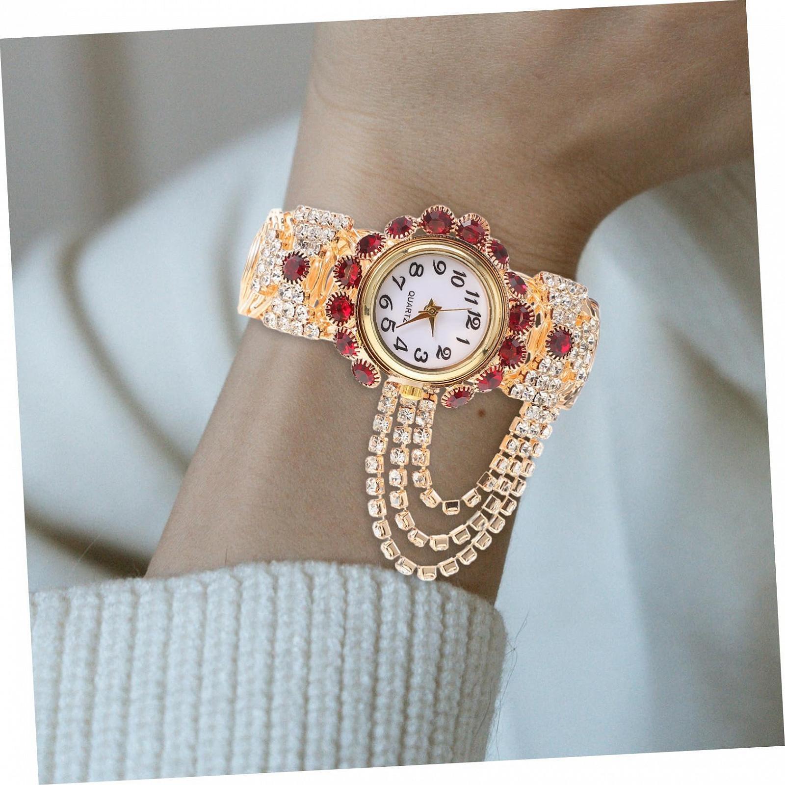 Женские часы Beaupretty Элегантные часы с ремешком из нержавеющей стали для особых случаев, темно-красный, легкий, фото №7