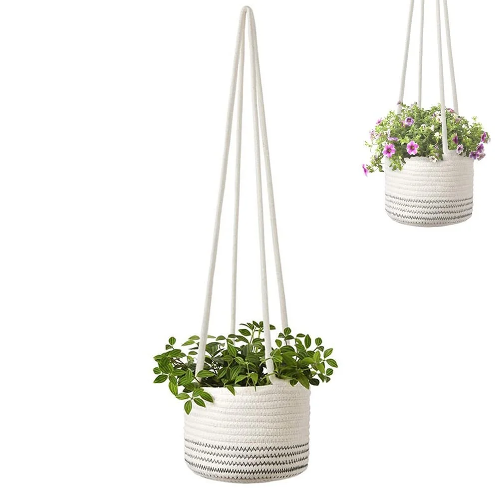 Підвісний кошик для рослин бавовняний канат 20 x 15 см, фото №1