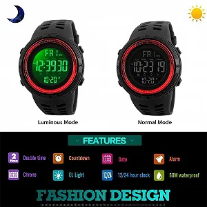 Цифровые Спортивные часы TONSHEN 50 м LED Красный synthetic.ua - Фото 1