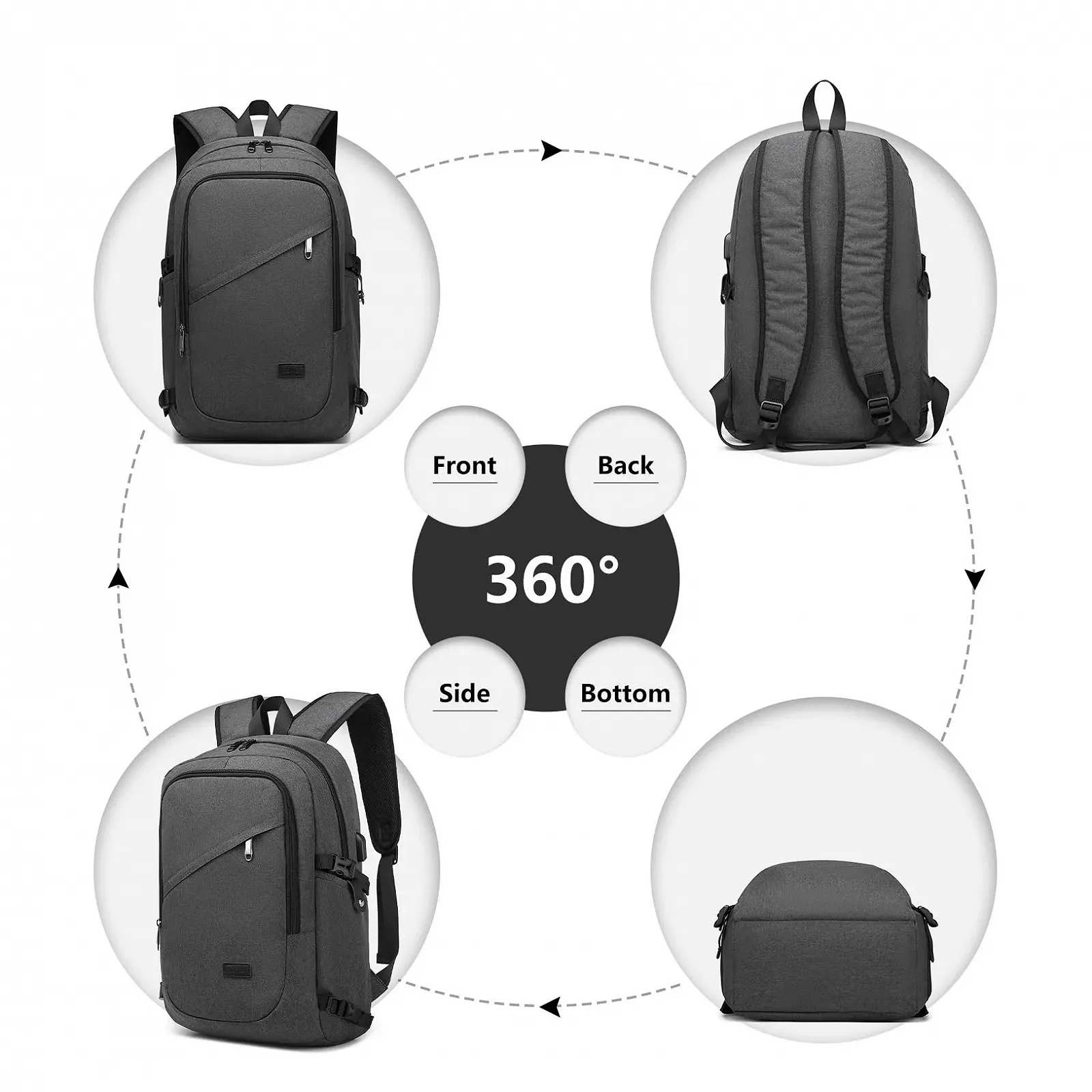 Рюкзак KONO Designer 15.6 дюймів Darkgray, фото №7 Рюкзак KONO Designer 15.6 дюймів Darkgray, фото №7