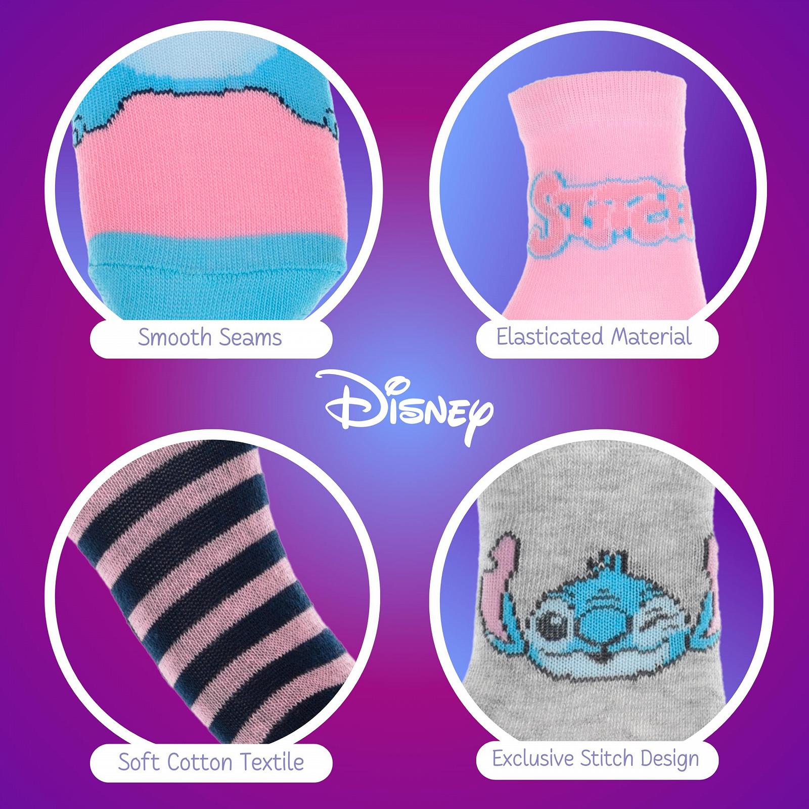 Носки Disney Stitch для девочек Набор из 6 классических хлопковых носков Размеры UK 6-2, фото №6