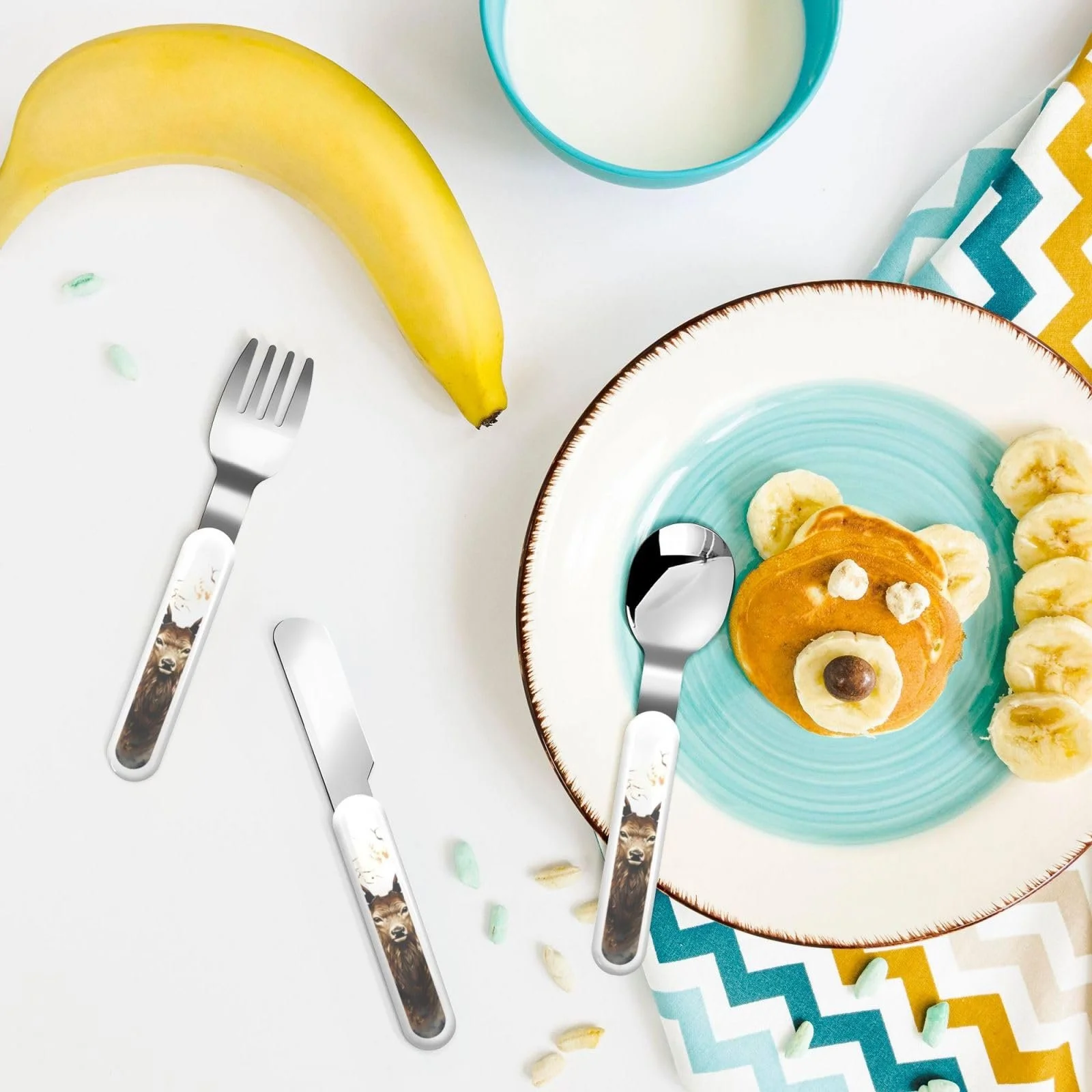 Дитячий набір столових приборів Лісовий Олень, три предмети, багаторазовий, фото №6 Дитячий набір столових приборів Лісовий Олень, три предмети, багаторазовий, фото №6