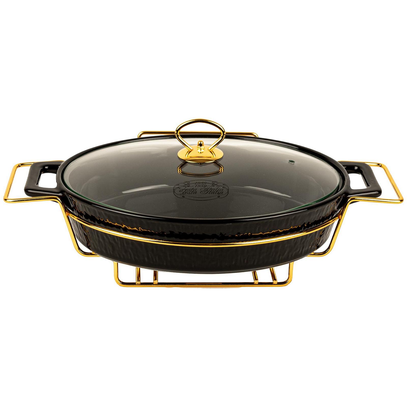 Гусятниця для запікання керамічна з кришкою та підставкою 2.5 л овальна Чорна, фото №7 Гусятниця для запікання керамічна з кришкою та підставкою 2.5 л овальна Чорна, фото №7