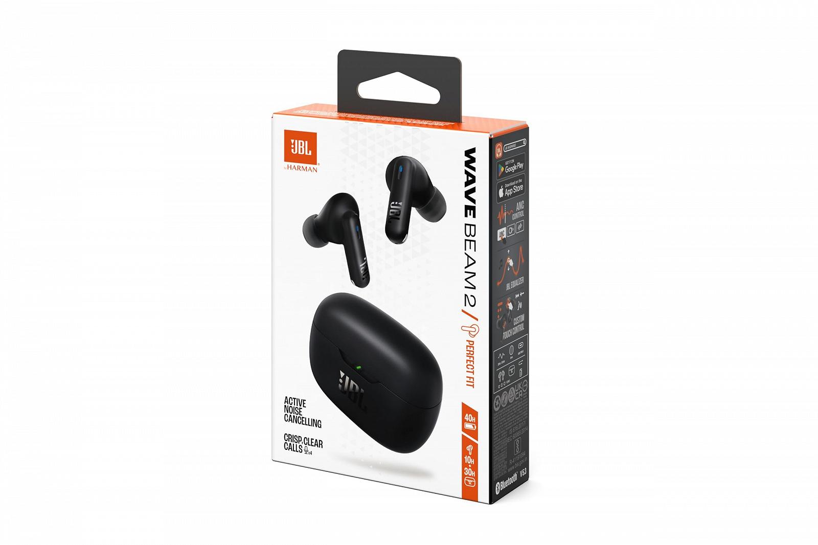Бездротові навушники-вкладиші JBL Wave Beam 2 Bluetooth з шумозаглушенням, 40 годин відтворення, JBL Pure Bass Sound, технологія Smart Ambient і багатоточкове з'єднання, чорний, фото №10