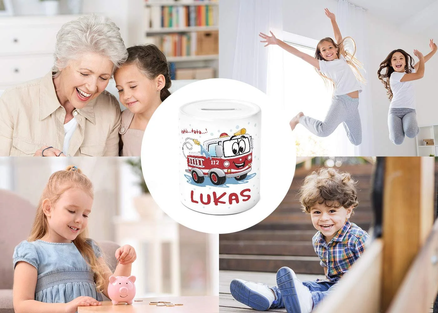 Скарбничка Пожежна машина Персоналізована Керамічна, фото №4