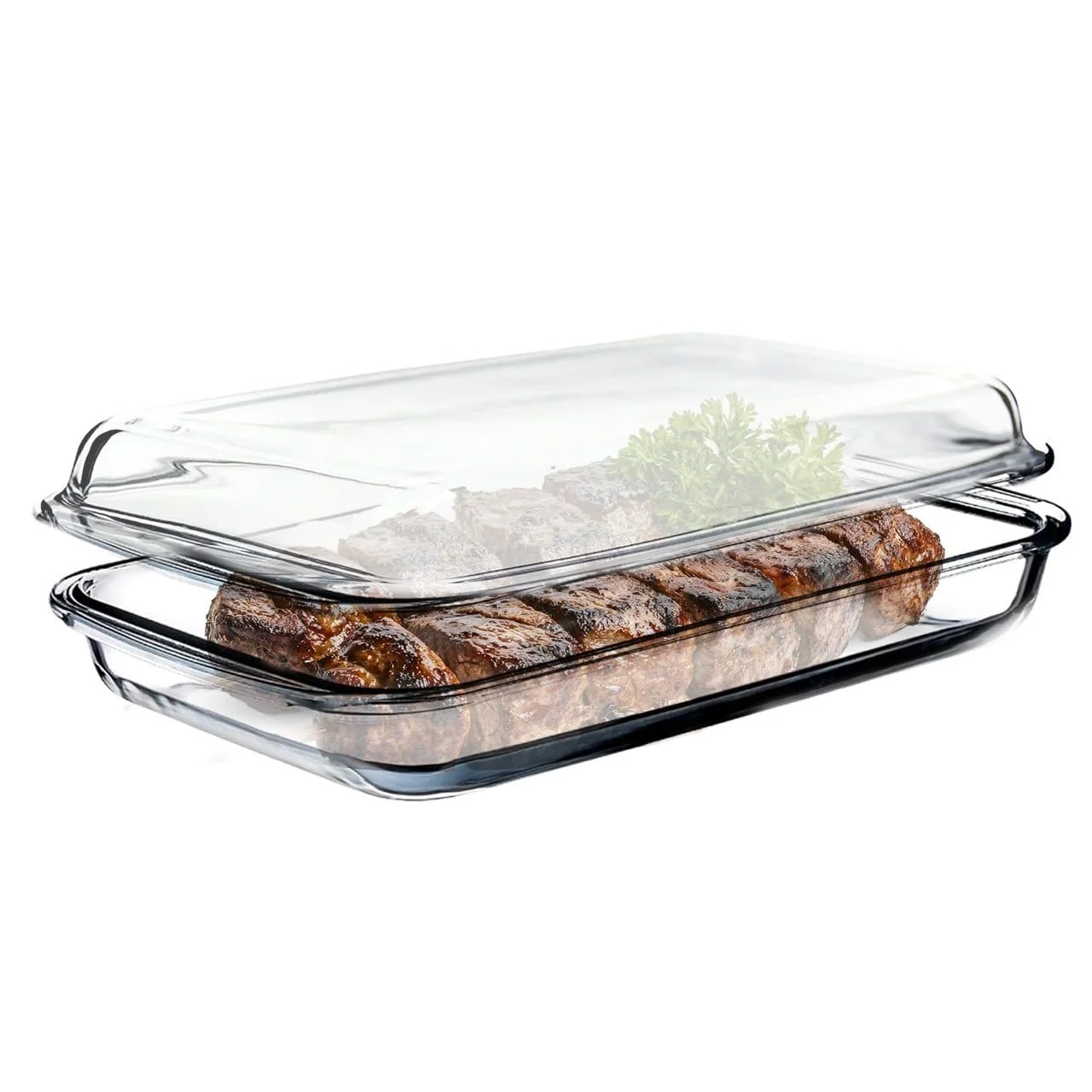 Форма для запікання KADAX прямокутна 6 л з термостійкого скла з кришкою прозора, фото №1