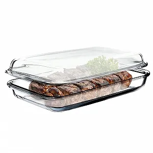 Форма для запікання KADAX прямокутна 6 л з термостійкого скла з кришкою прозора - Фото 1