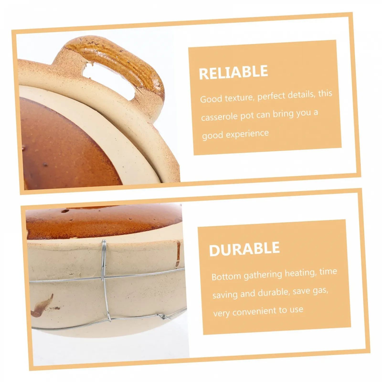 Керамическая кастрюля VICASKY Китайский глиняный горшок Многофункциональная для супа и тушения, фото №3