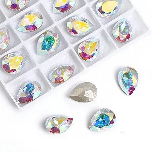 Кришталеві блискітки різних розмірів, блискучі перлини, кришталь, 20 x 30 мм, 12 штук - Фото 1