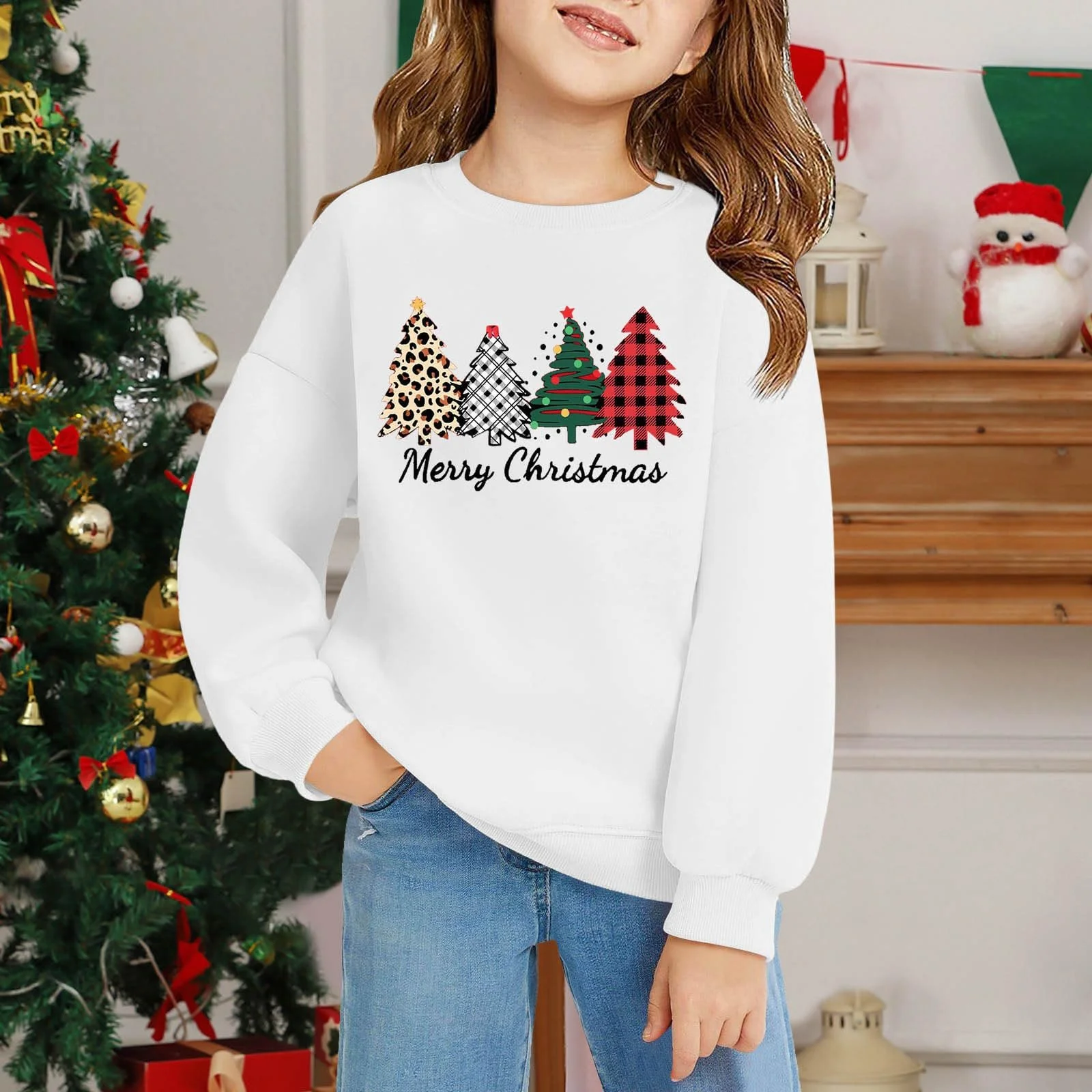 Пуловер для дівчинки з довгими рукавами та принтом на зиму, фото №3