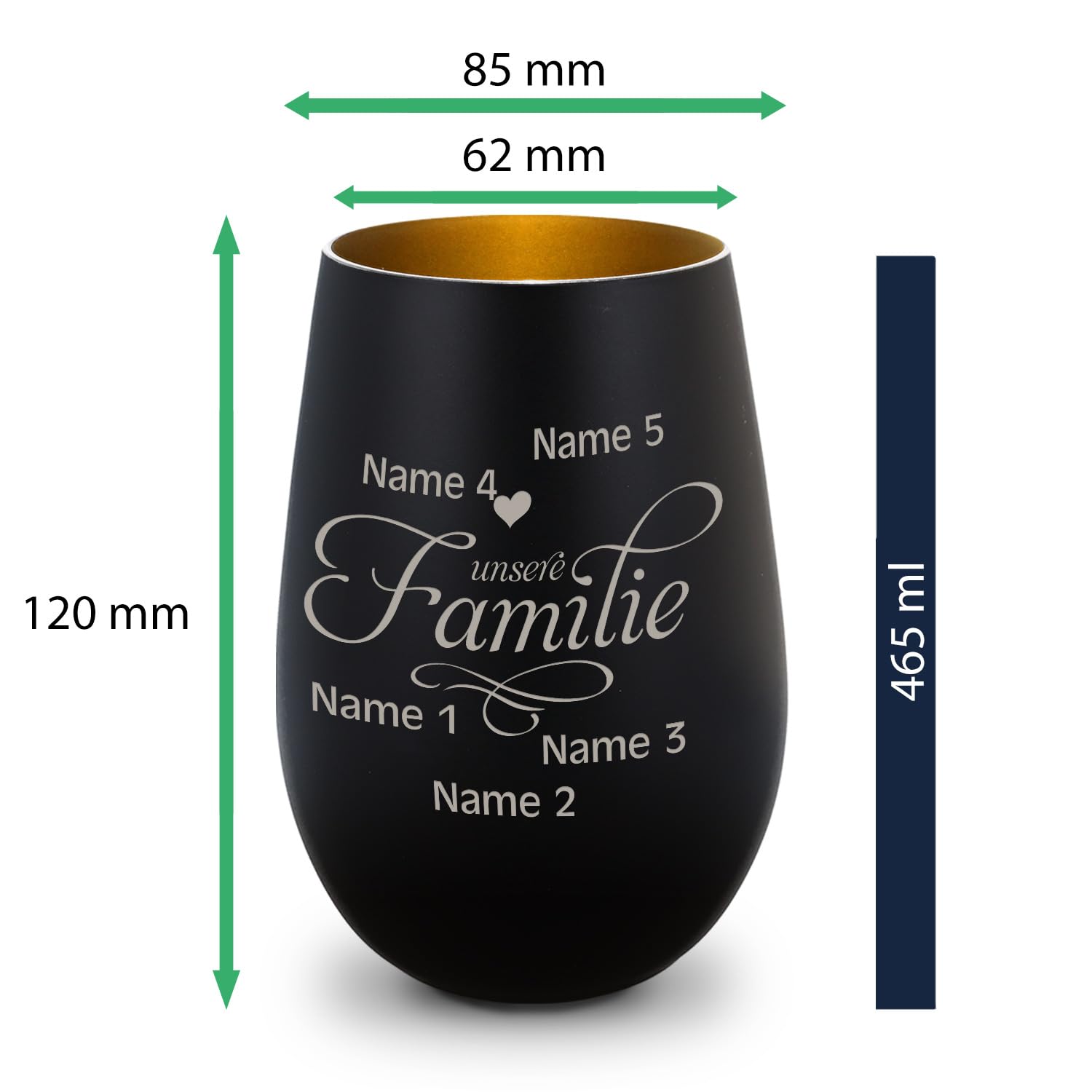 Ліхтар GRAVURZEILE Decor із скла з гравіюванням Нашій родині Чорний/Золотий, фото №6