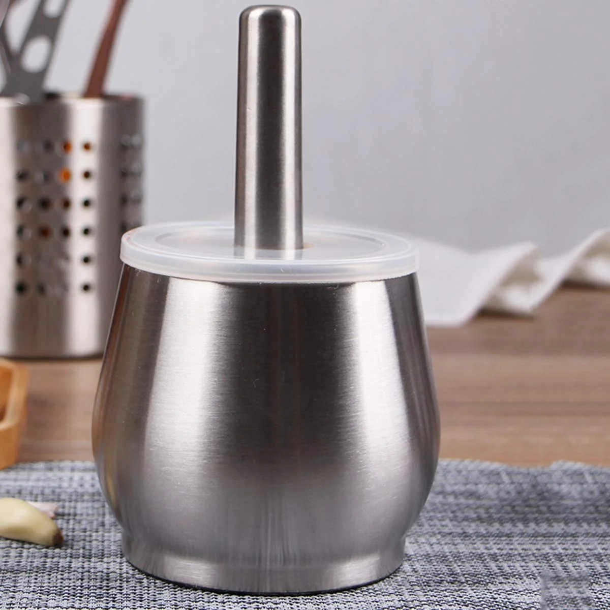 Ступка и пестик из нержавеющей стали, прочная, легко моющаяся чаша для перемешивания, идеально подходит для специй, имбиря, фото №6