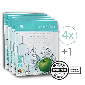 Тканевая маска для лица Neobömi Hyaluron с яблочными стволовыми клетками, антивозрастная маска для лица, уход за лицом Perfect Age Fit, Luxury Beauty, эффект патчей для глаз, 4 + 1 шт, набор масок synthetic.ua - Фото 1