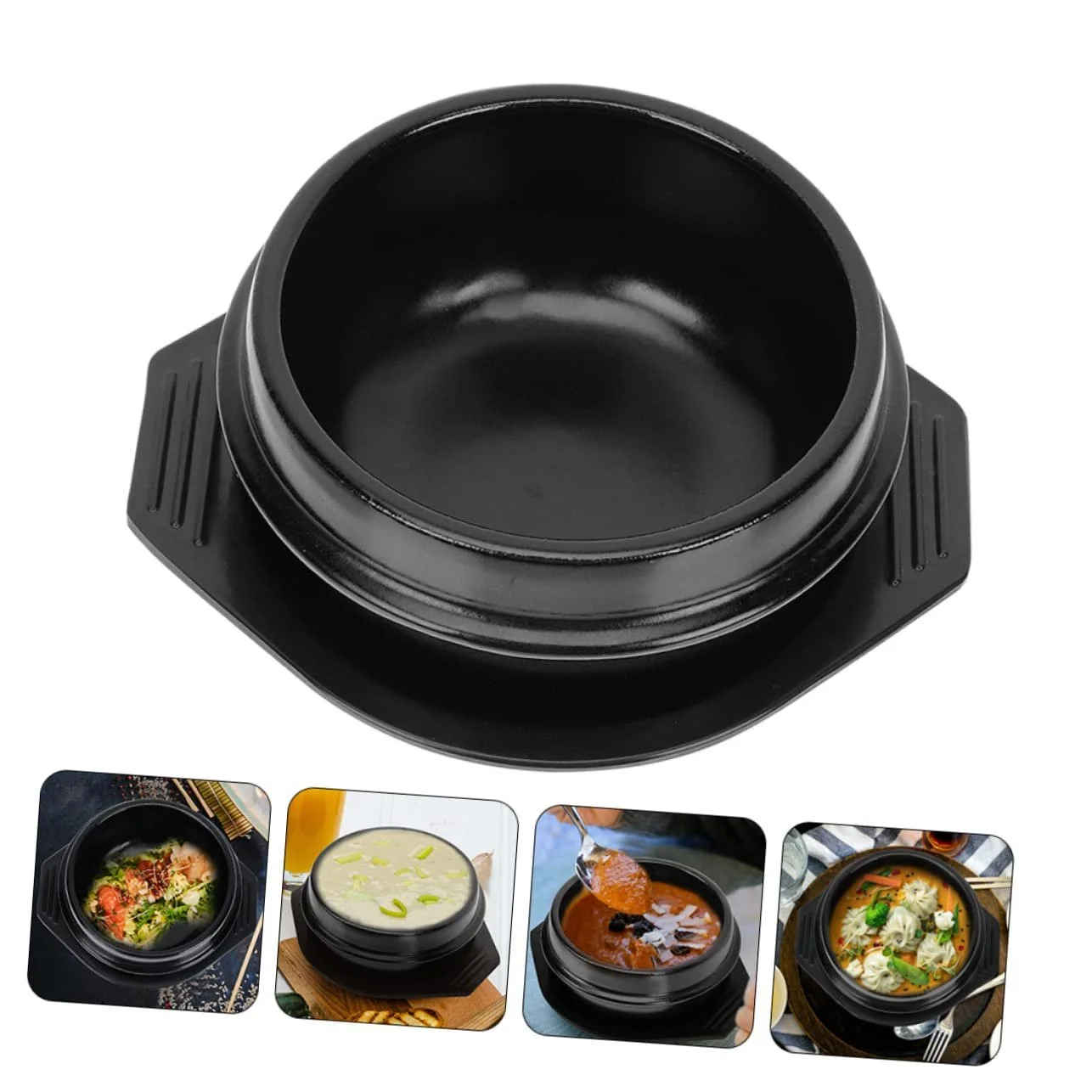 Керамічна каструля Sosoport 1 набір з підставкою багатофункціональна чаша для бібімбапа супу пасти, фото №6