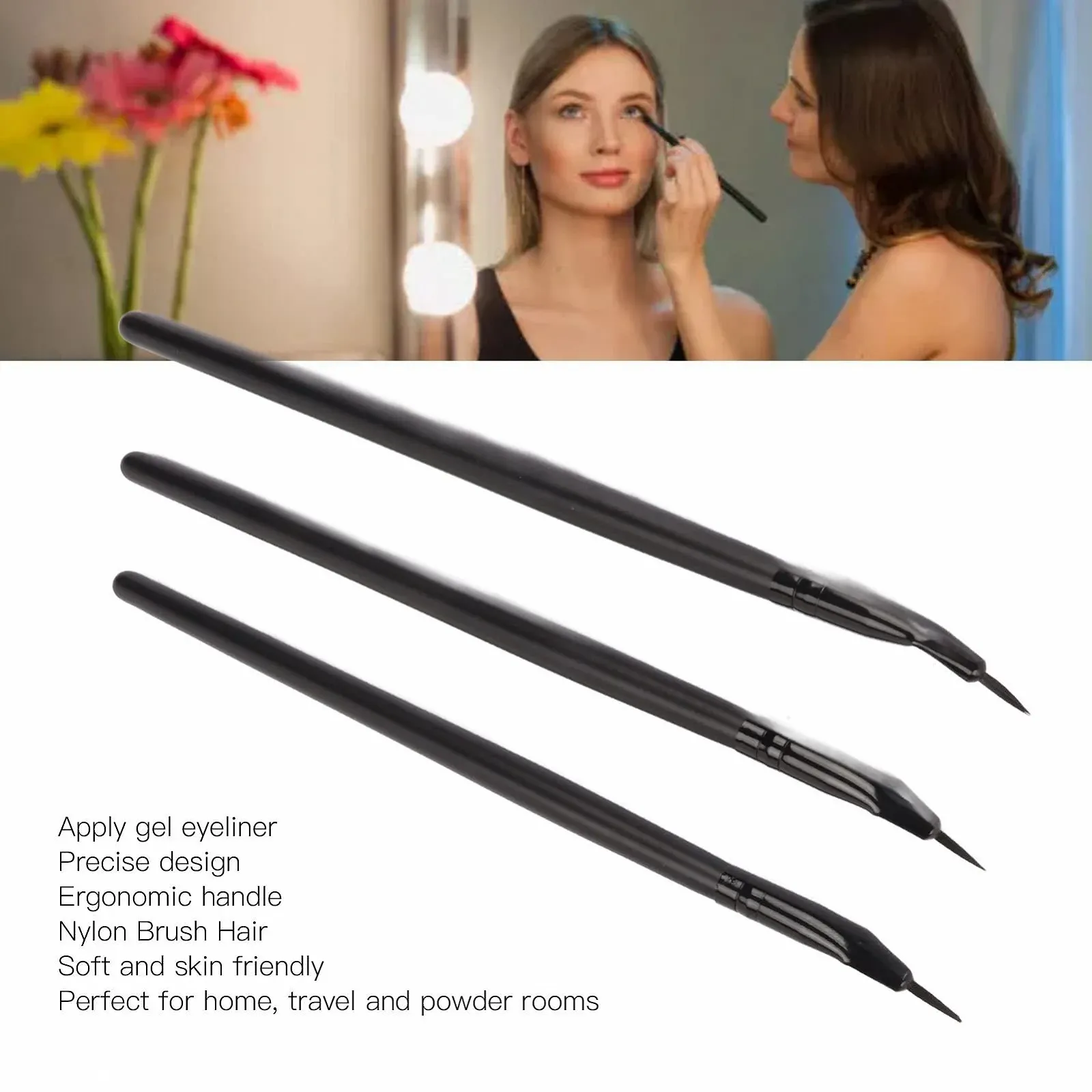 Набір пензлів для підводки очей 3 шт, Eye Define вигнутий ультратонкий кутовий, фото №3