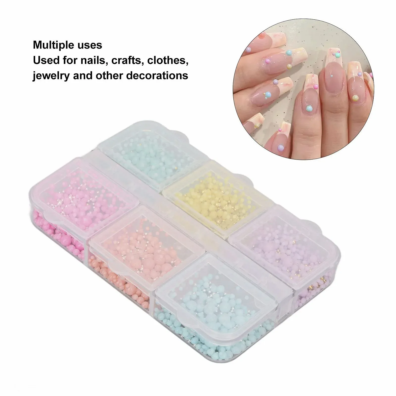 Прикраса для нігтів (5 коробок) Різнокольорові маленькі круглі, фото №3