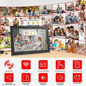 Цифровая фоторамка FRAMEO 10.1 дюйма WiFi 1280 x 800 HD IPS LCD Touchscreen 16 GB synthetic.ua - Фото 1