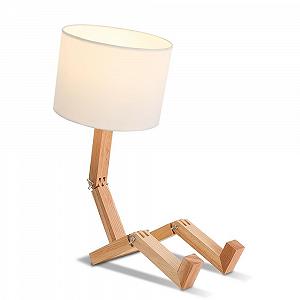 Настільна лампа дерев'яна E27 ретро дизайн Robot Joint білий плафон - Фото 1
