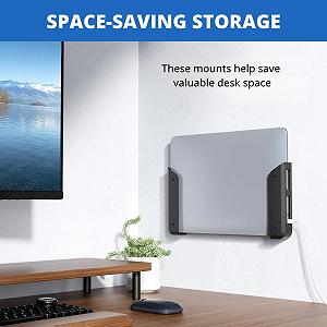 Универсальное крепление для ноутбука для настенного и подстольного монтажа - регулируемый кронштейн для устройств толщиной до 26 мм - совместим с MacBook, Surface, клавиатурами, планшетами, Nintendo Switch (черный) synthetic.ua - Фото 1