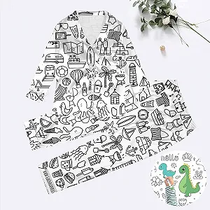 Дитяча піжама для розфарбовування, комплект домашнього одягу з двох предметів synthetic.ua - Фото 1