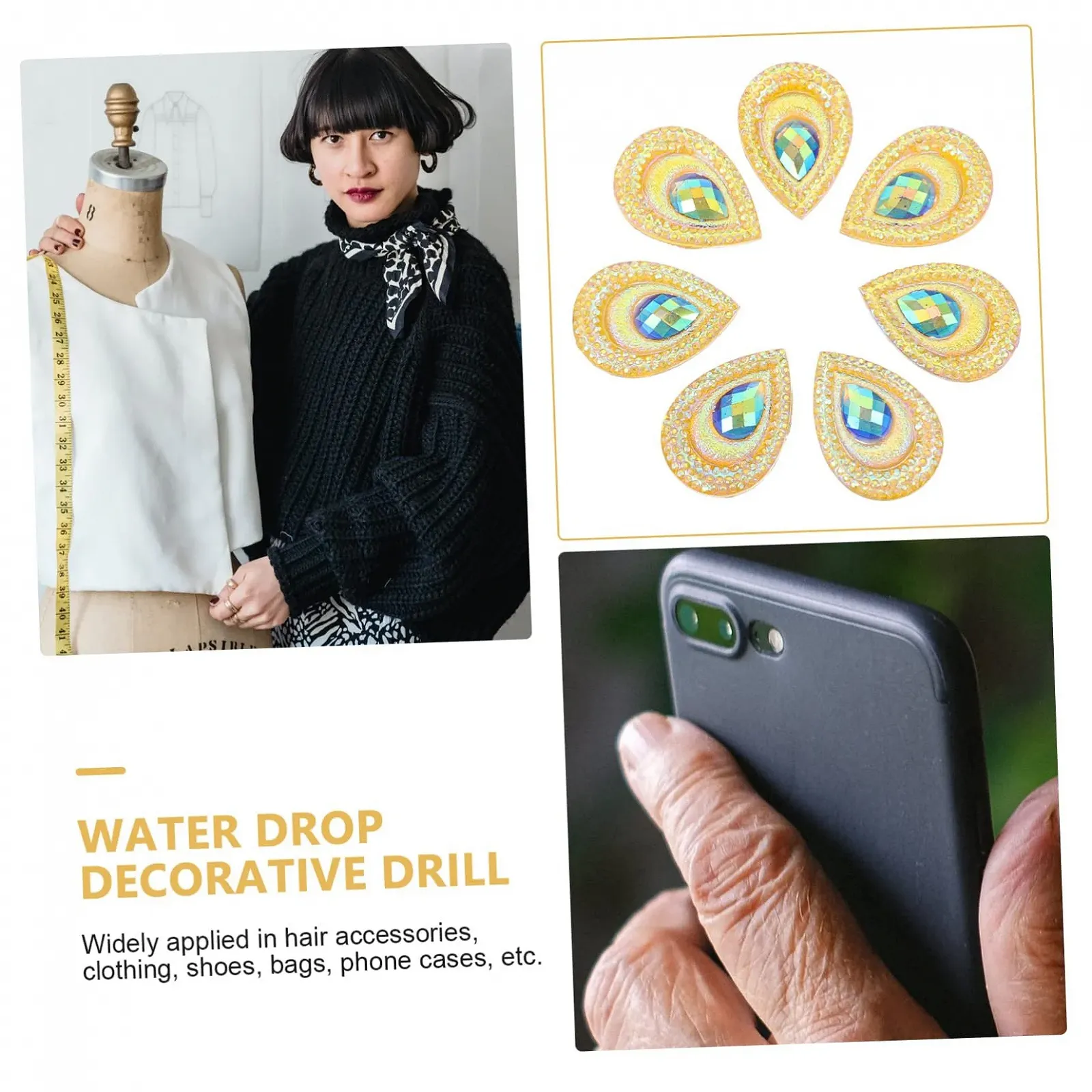 Стразы Капли воды из смолы 2 шт. для одежды, украшений ручной работы, разнообразных материалов для свадебных аксессуаров и моды, фото №7