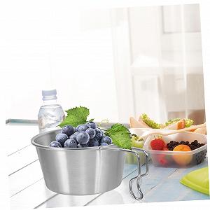 Миска для пикника MOBUTOFU, миски для приготовления пищи, кружки с ручками, миски из нержавеющей стали, посуда для кемпинга, миски с ручками synthetic.ua - Фото 1
