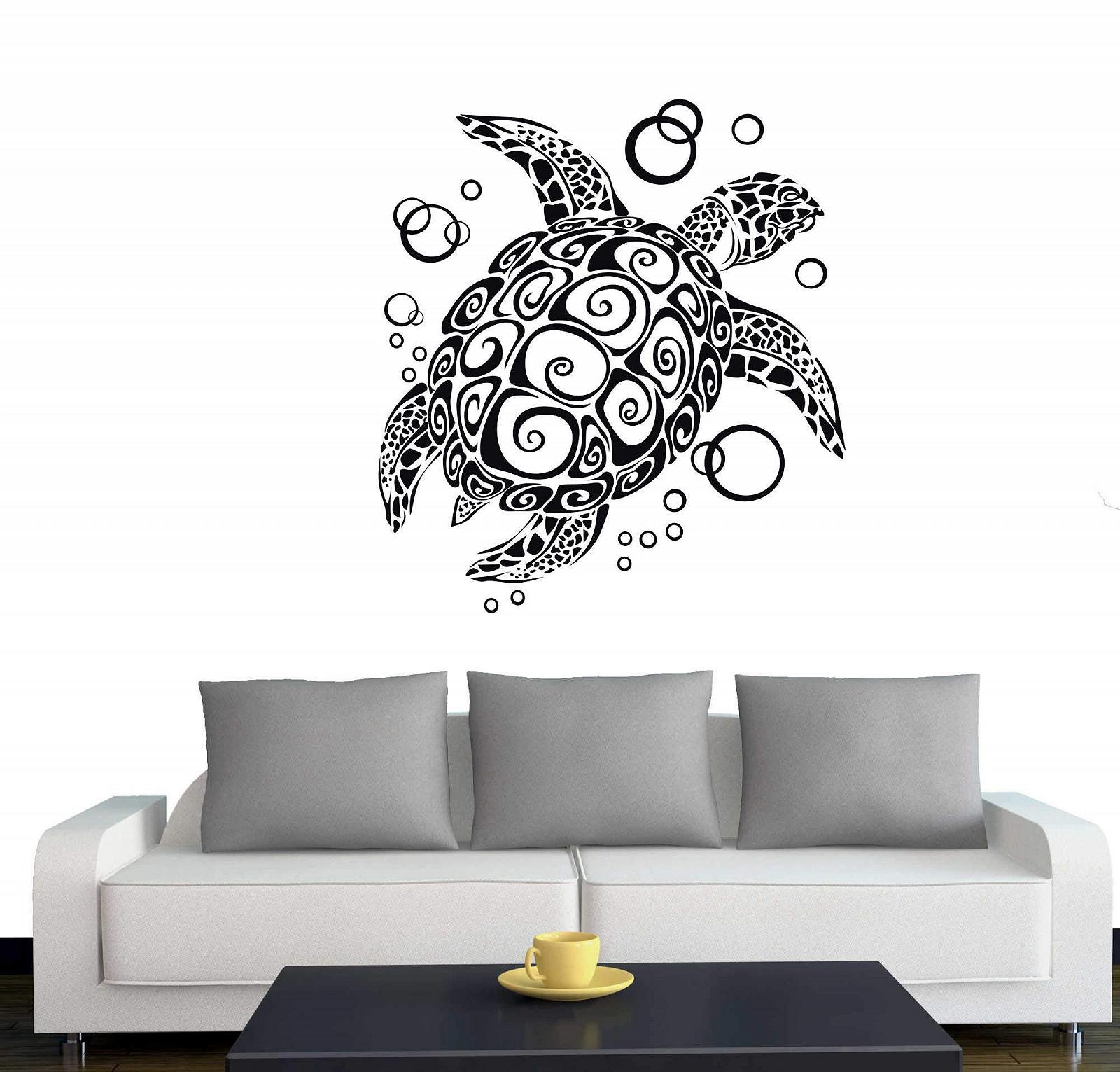 Наклейка на стіну Bubble Turtle A076 66 см x 60 см Чорна, фото №1