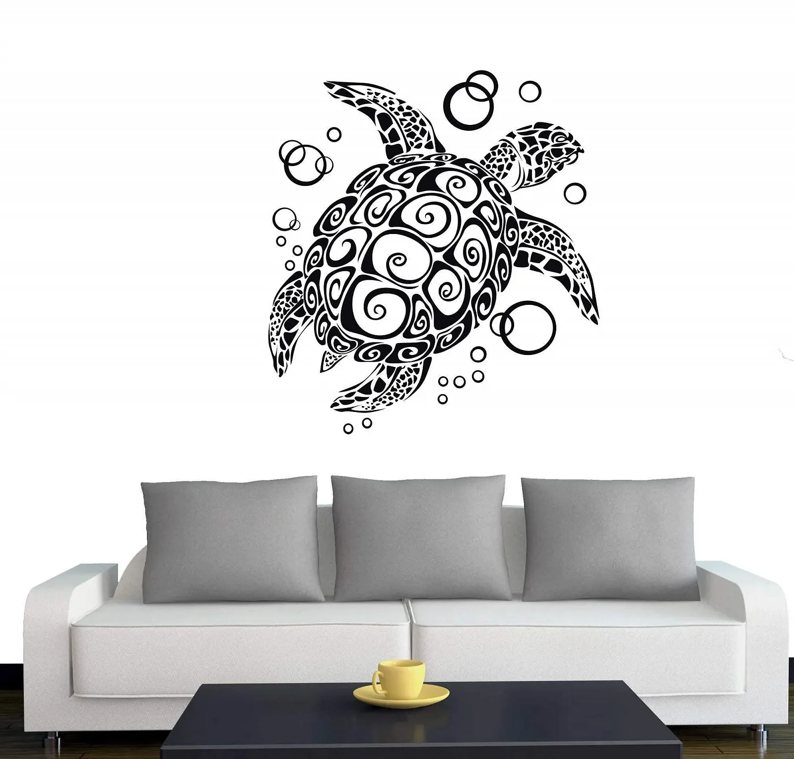 Наклейка на стену Bubble Turtle A076 66 см x 60 см Черная, фото №1