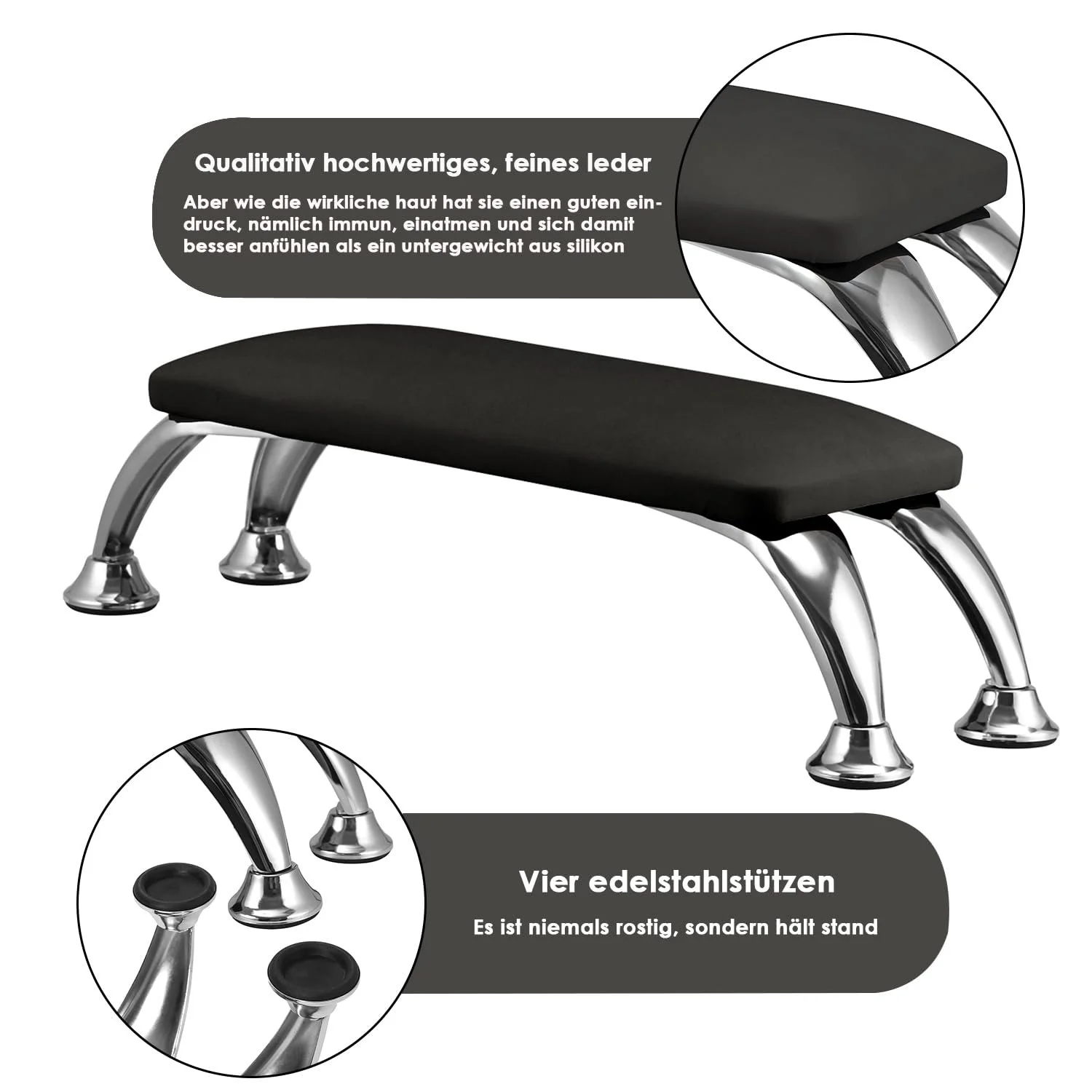 Підставка для рук шкіряна для манікюру, салонна подушка для рук, чорна, фото №5