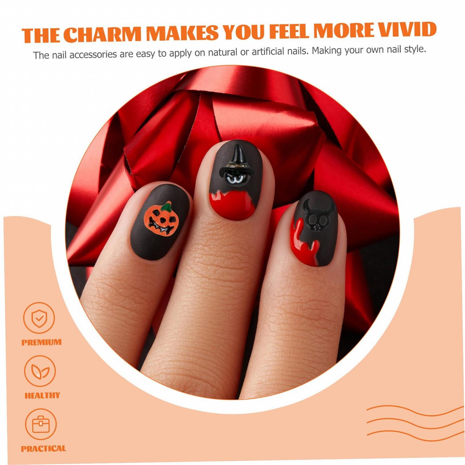 Украшение для ногтей ABOOFAN 60 шт., подвеска для маникюра, наклейки для ногтей на Хэллоуин, 3D украшение для ногтей, декор для ногтей, украшения для сверления ногтей Miss Alloy, фото №3 Украшение для ногтей ABOOFAN 60 шт., подвеска для маникюра, наклейки для ногтей на Хэллоуин, 3D украшение для ногтей, декор для ногтей, украшения для сверления ногтей Miss Alloy, фото №3