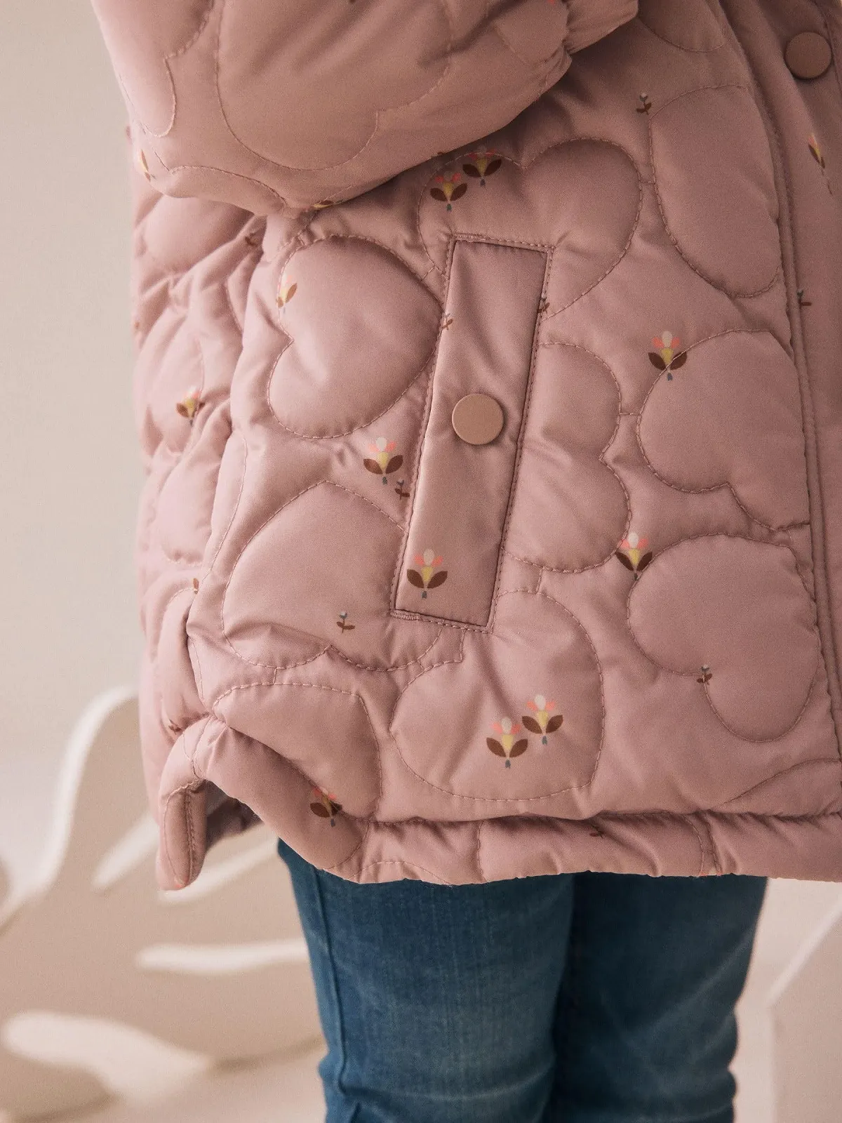 Водостойкое стеганое пальто с сердечками для девочек NEXT, фото №7