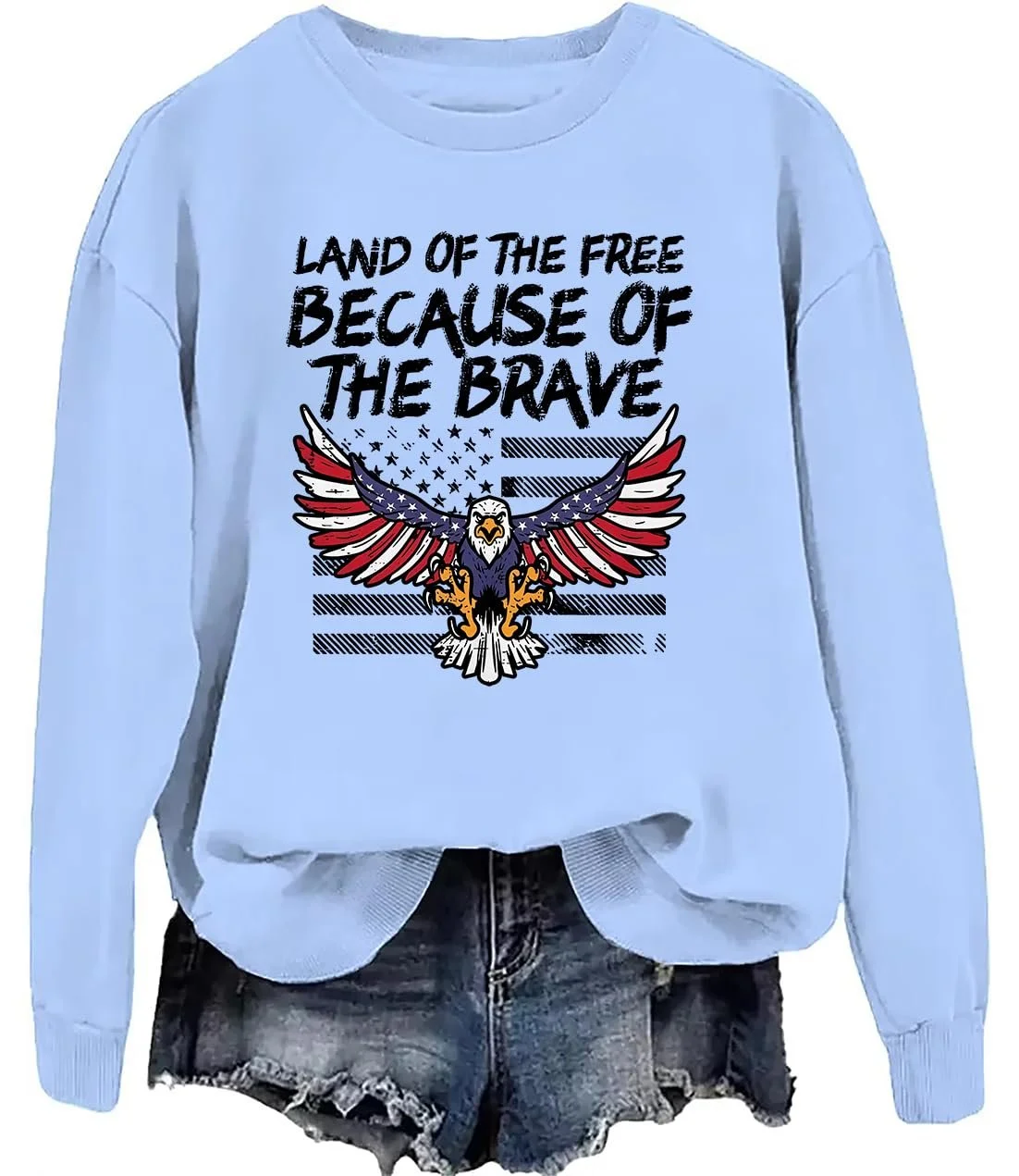 Світшот Land Of The Free Because Of The Brave July 4th, фото №1