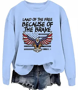 Свитшот Land Of The Free Because Of The Brave July 4th - Фото 1