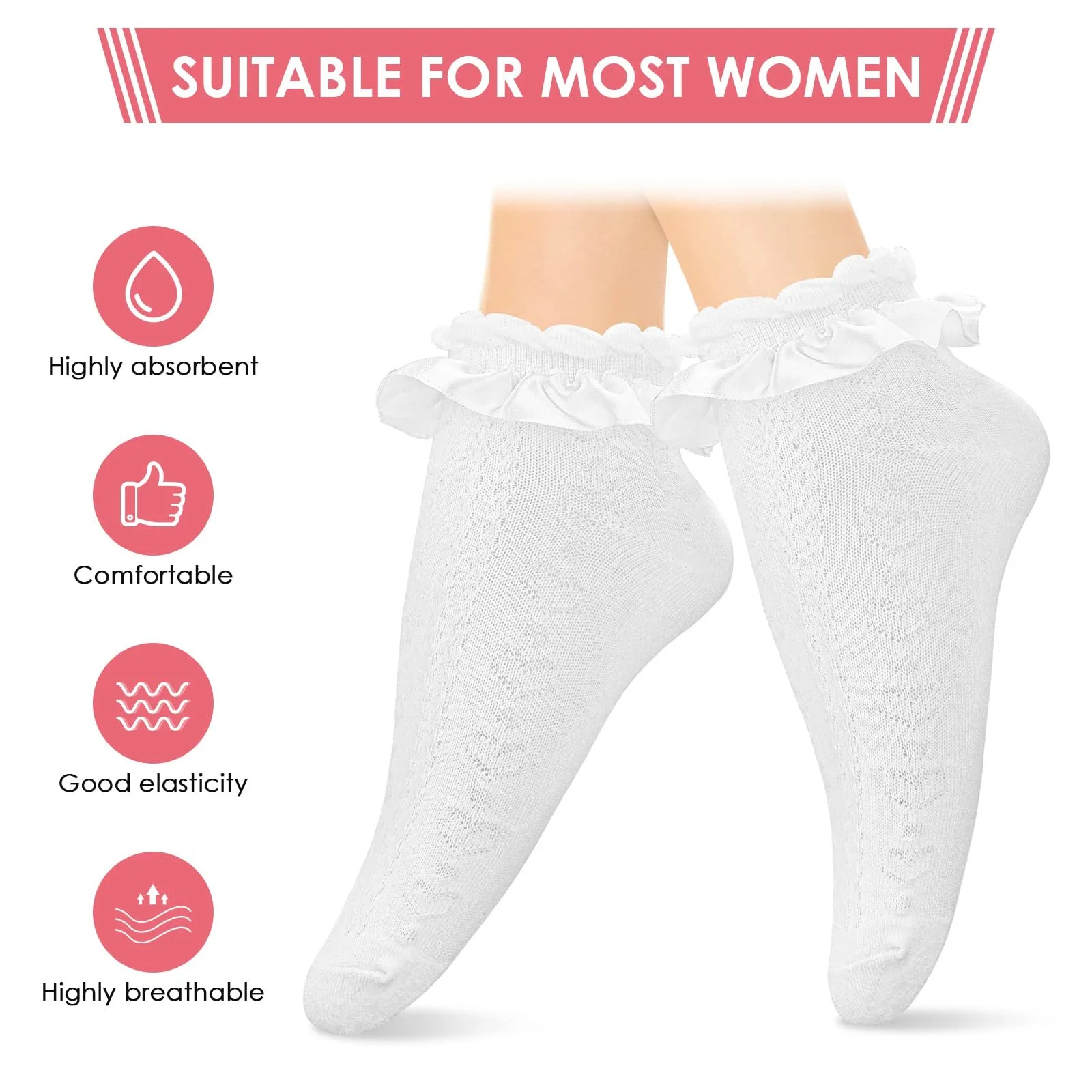 Шкарпетки Sibba з мереживними вставками та рюшами, фото №8