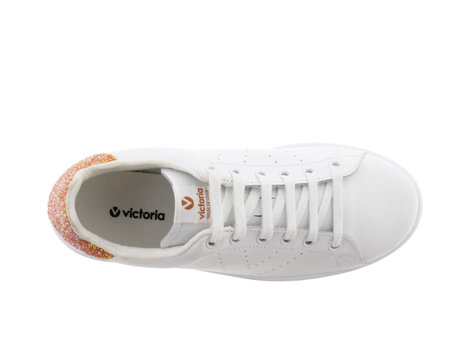 Кросівки Victoria 1125104-Women шкіряні з блискучою п'ятою та перфорованим логотипом, фото №4
