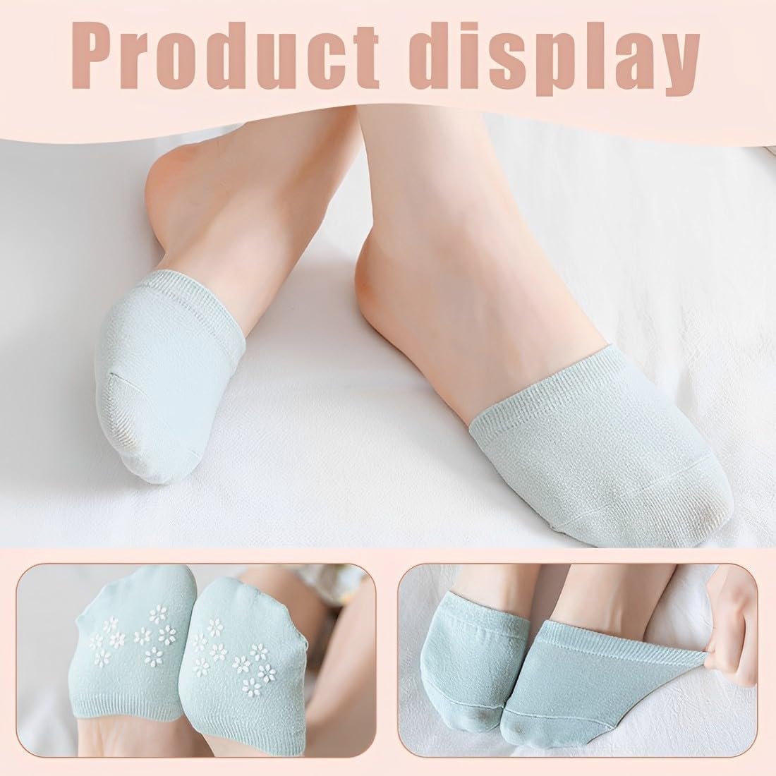 Носки для пальцев женские Щиколотки Дышащие полуноски с нескользящими силиконовыми точками Невидимые носки для пальцев Женские хлопковые носки для пальцев для высоких каблуков Балет, фото №3