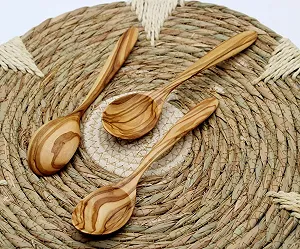 Ложка Столовая DAGDEG, 3 шт, Дерево оливы, 20 см, Ручная работа synthetic.ua - Фото 1