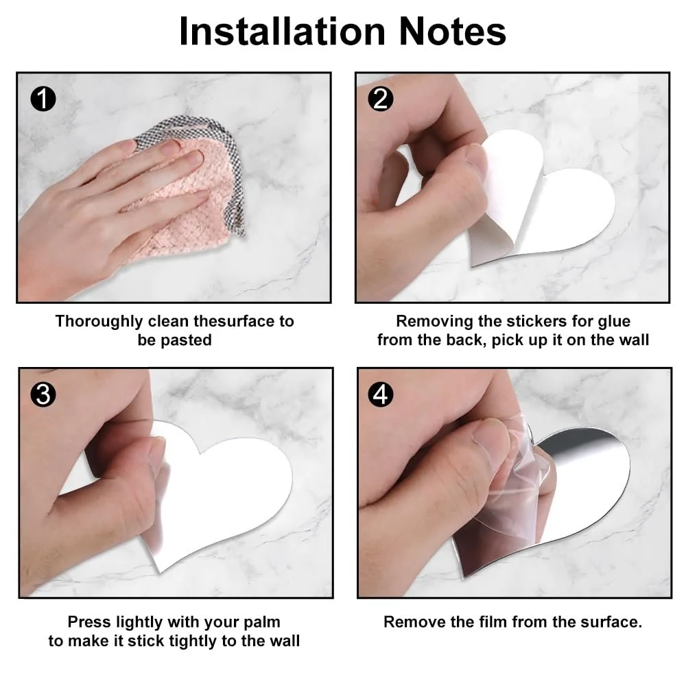 Наклейка для стін дзеркальна 3D Crystal Love Heart Acrylic 20 шт., фото №6