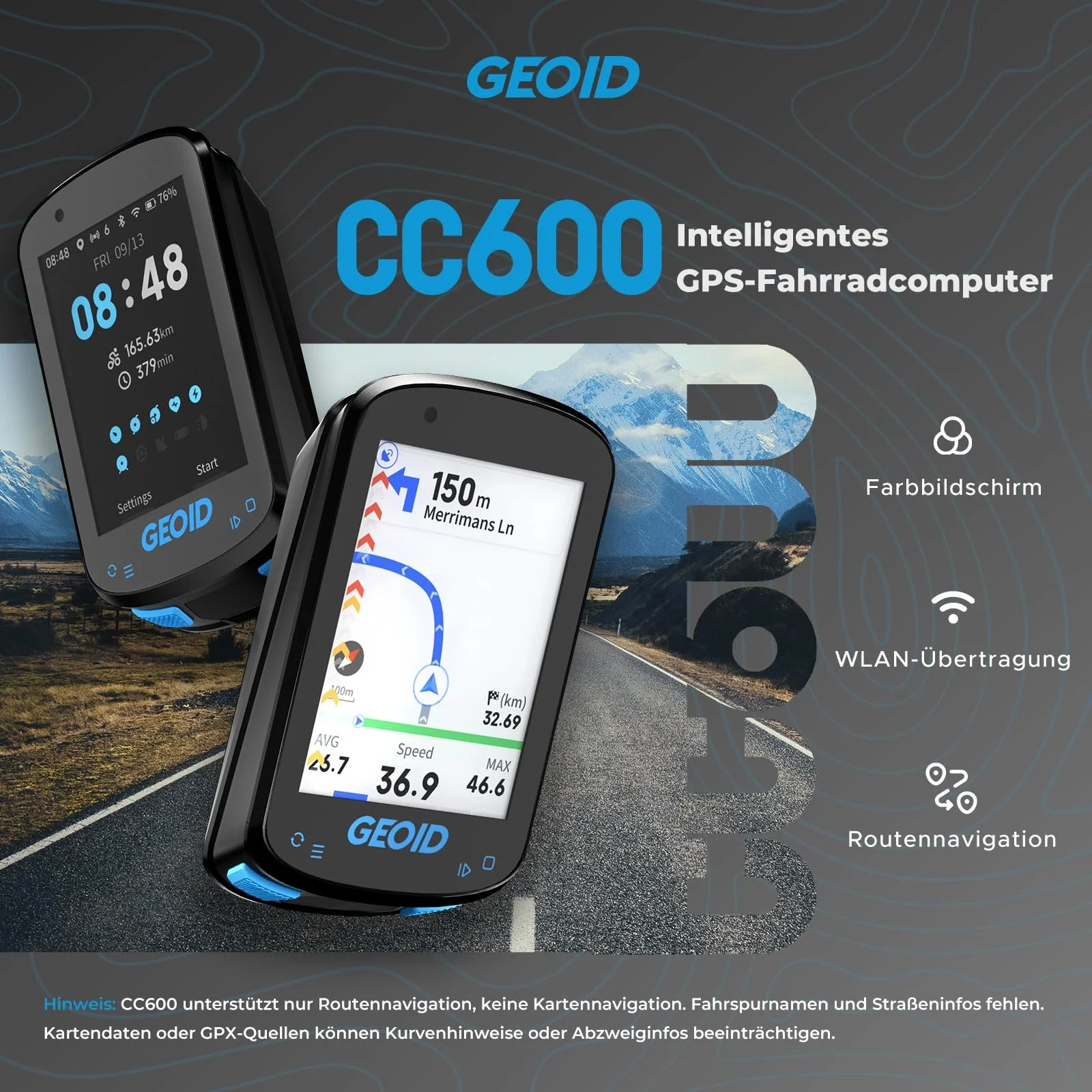 GPS велокомпьютер GEOID CC600 2.4" Цветной экран Безпроводной Водонепроницаемый, фото №3